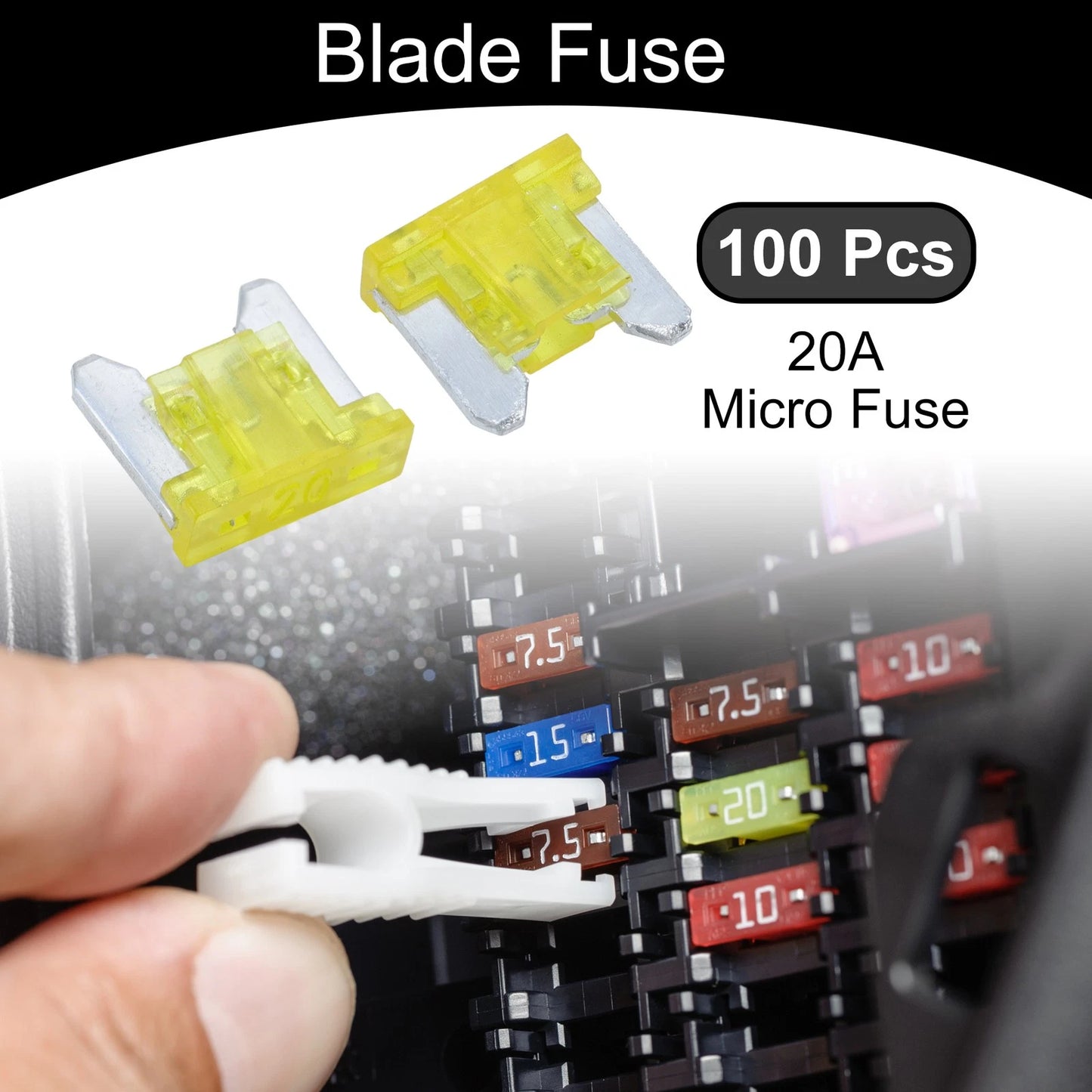 Set of 100 Micro Blade Fuses 20A for Car Boat Truck RV Motorcycle