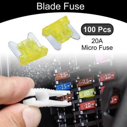 Set of 100 Micro Blade Fuses 20A for Car Boat Truck RV Motorcycle