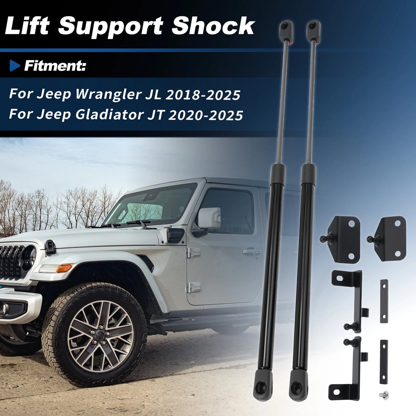 Front Hood Struts for Jeep Wrangler JL, Gladiator JT (2018–2023)