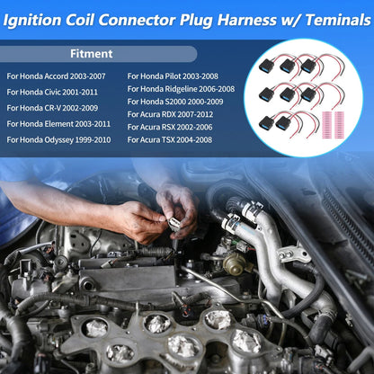8 x Ignition Coil Connector Plugs with Terminals for Honda (No. 30520-RDJA01)
