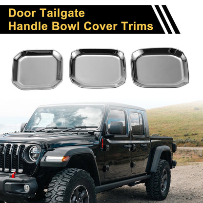 Set of 4 Exterior Door Handle Bowl Cover Trims for Jeep Gladiator JT (2020–2024) Silver Tone