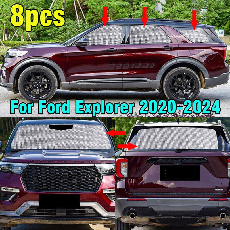 8X Front Side Rear Windshield Window Sunshade Privacy for Explorer (2020–2024)