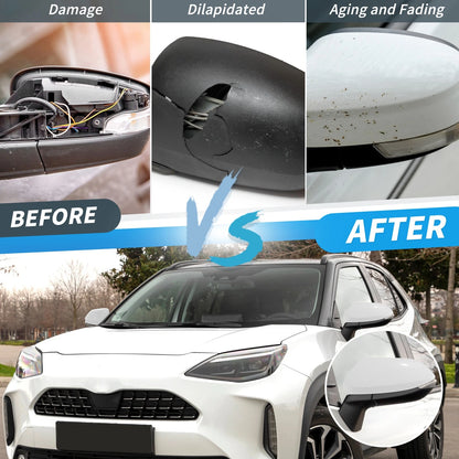 2X White ABS Wing Door Rearview Mirror Cover Cap for Toyota Yaris (2012–2019)
