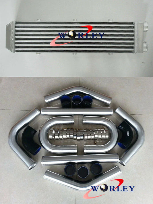 2" Full Aluminum Turbo Intercooler 550x140x80mm + Black Piping