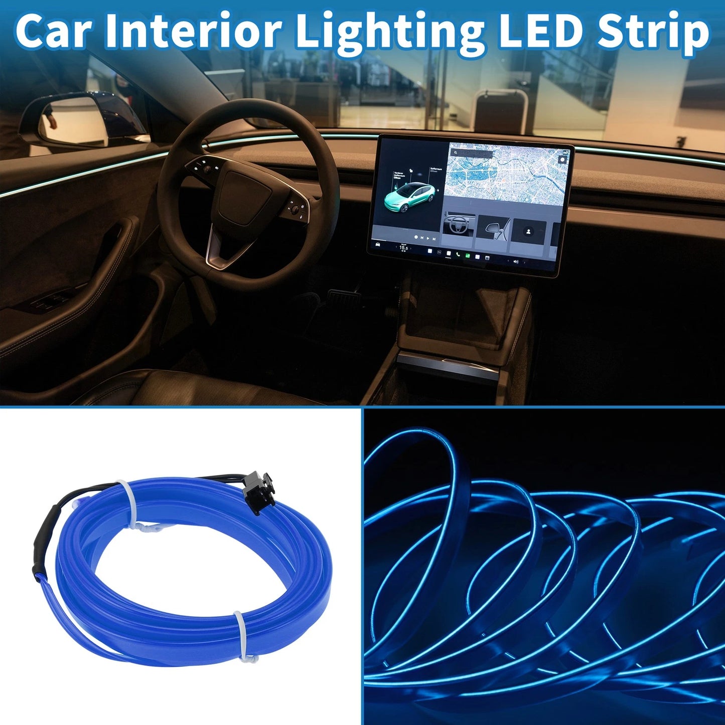 2m LED Strip Neon Wire for Car Interior Lighting (12V)