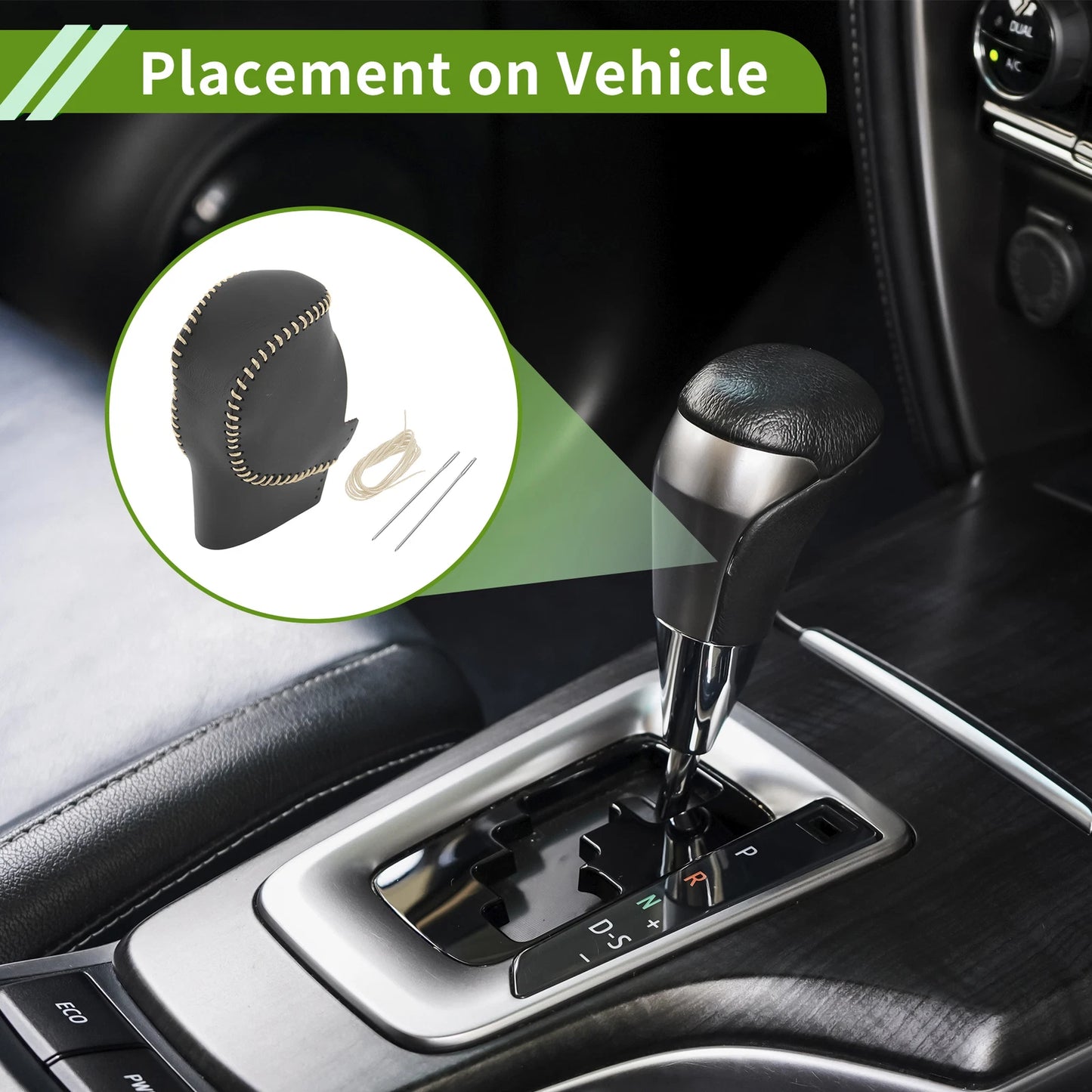 Gear Shift Knob Cover for Honda Civic (2022–2024) Black Beige Faux Leather