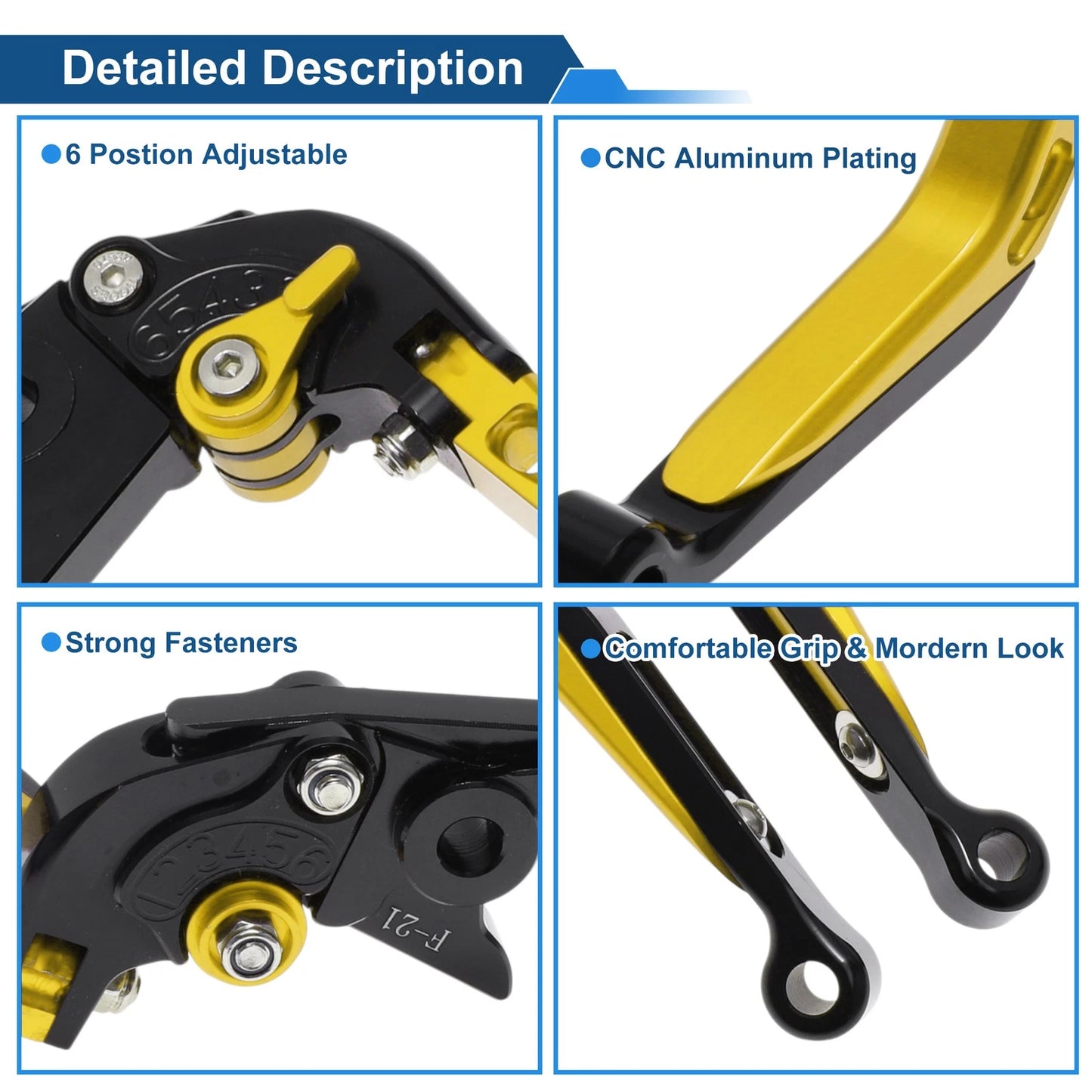 Adjustable Brake Clutch Lever for Kawasaki Versys 650 (2006–2023) Black Gold