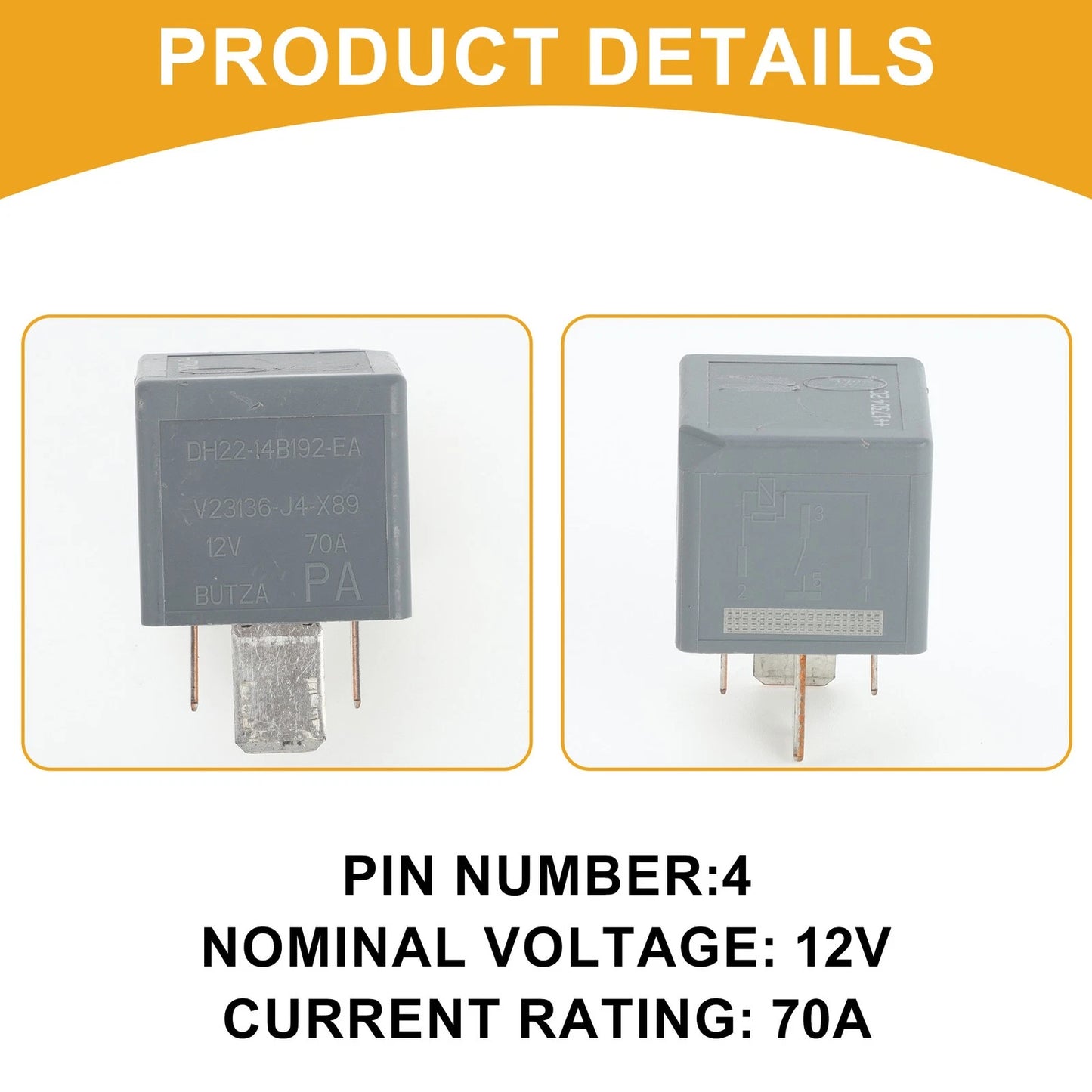 12V 70A 4 Pin Relay for Jaguar Land Rover (1 Pc)