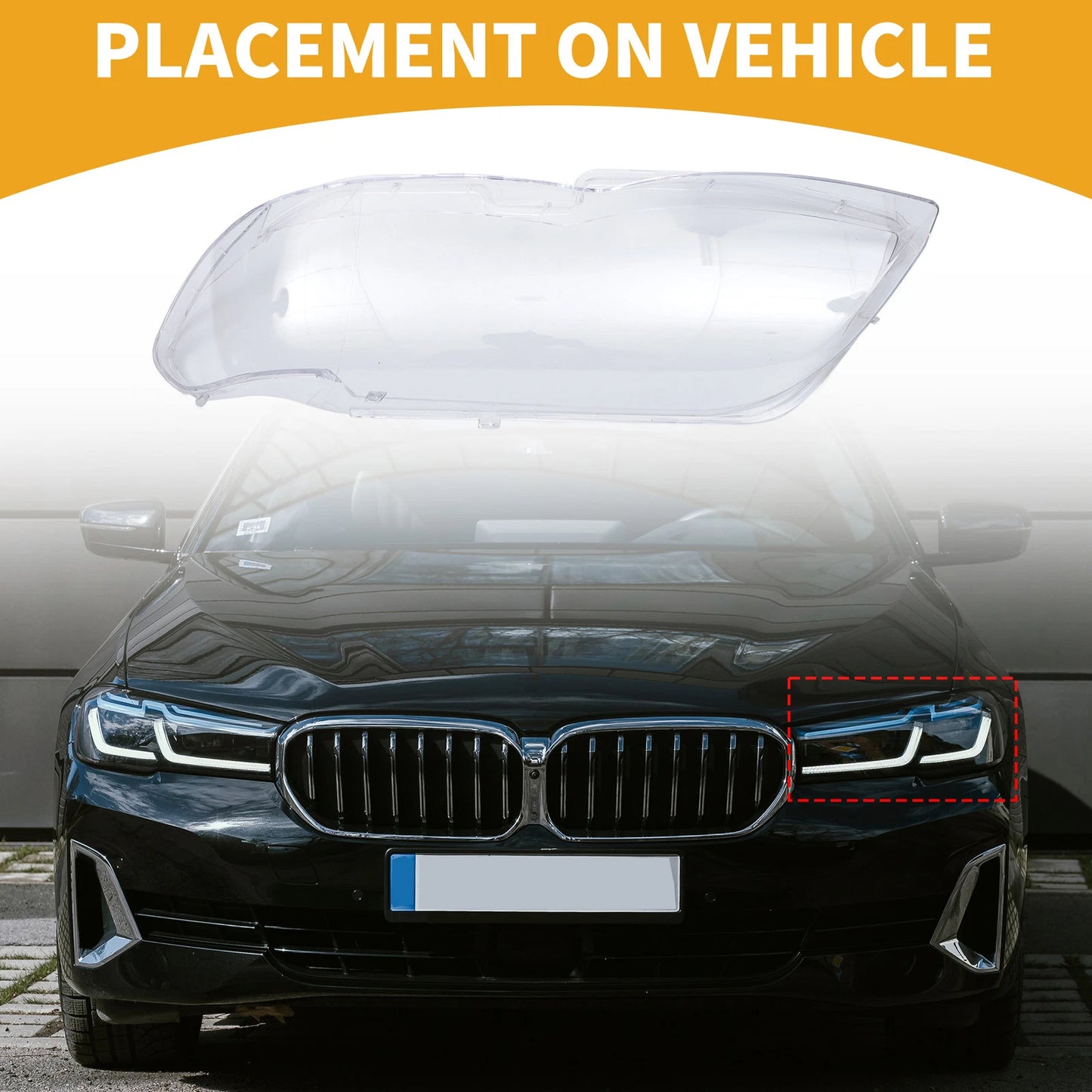 1 Pc Headlight Lens Cover for BMW X5 (2004–2006) No. 63117166817 Clear