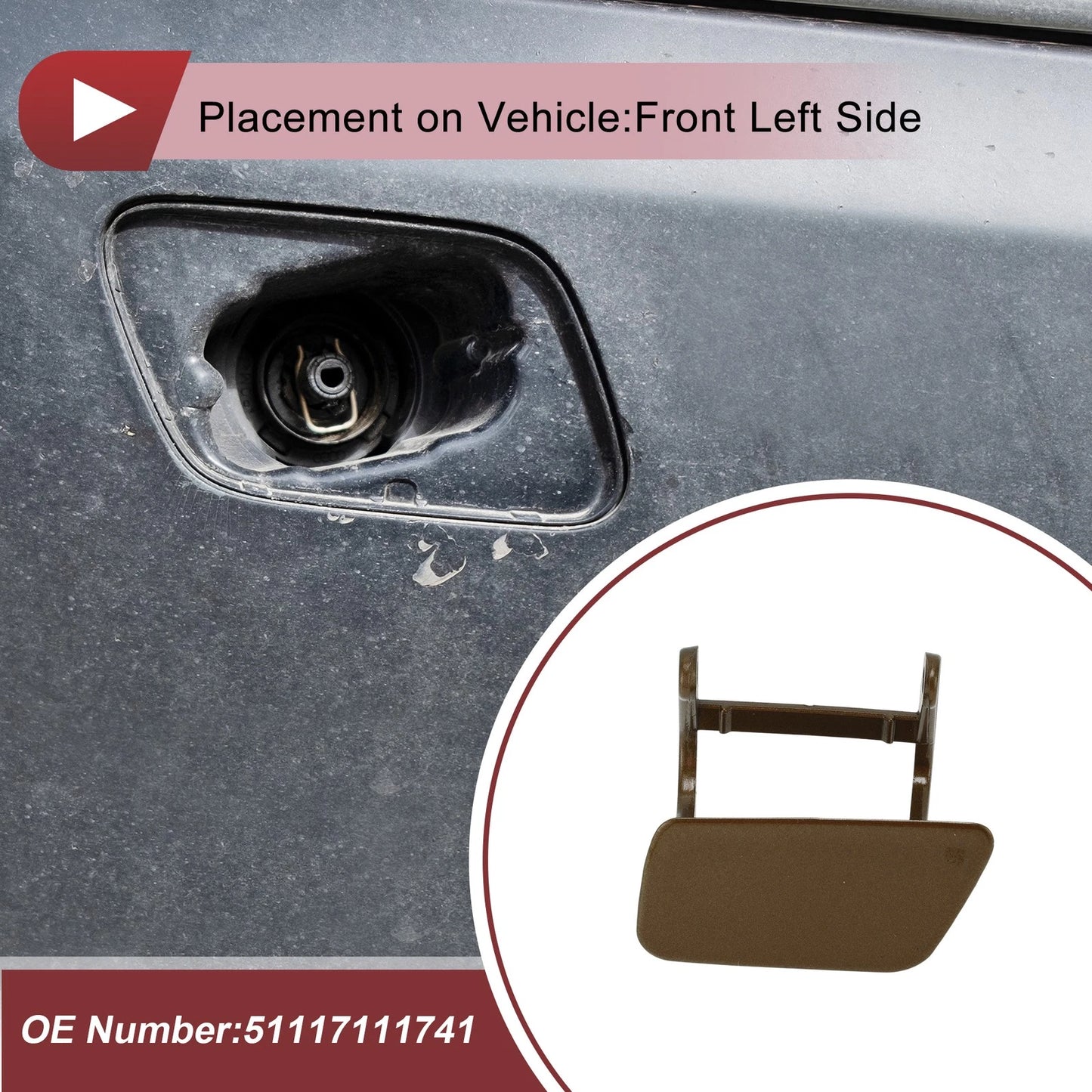 Bumper Headlight Washer Nozzle Cover Cap No. 51117111741 for BMW 525i (2004–2005)