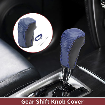 1 Pc Gear Shift Knob Cover for Mazda CX-5 (2013–2014) Black Blue Faux Leather