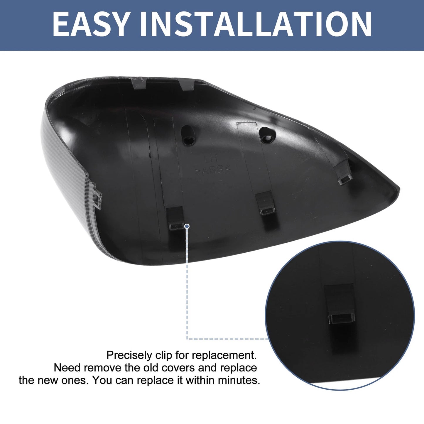 Set of 2 Mirror Cover Caps for Ford Fiesta MK7 (2008–2017)