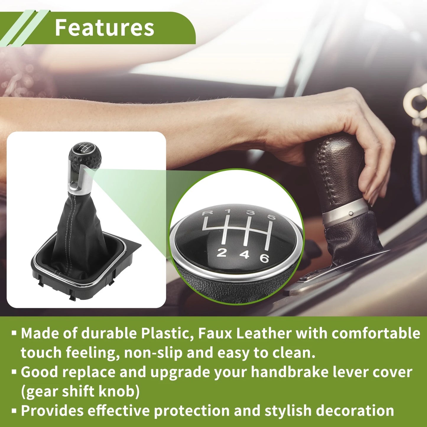 6 Speed Gear Shifter Knob with Cover for VW Golf MK6 GTI R20 (2009–2013)