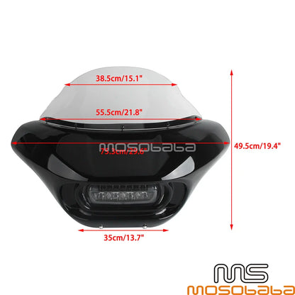 Front Fairing Windshield w/LED Headlight for Harley Softail Fat Bob (2018)