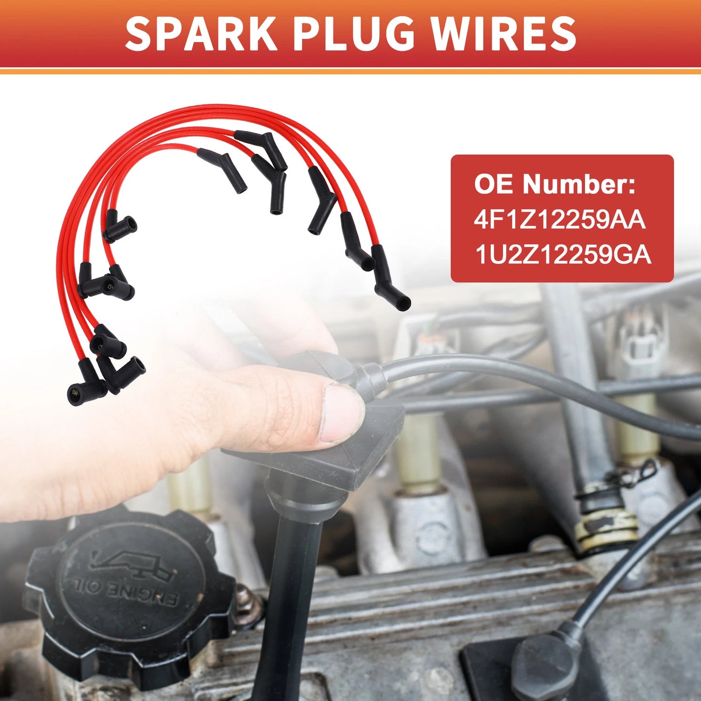Set of 6 Spark Plug Wire Ignition Coil Cables No.4F1Z12259AA for Ford Taurus (2001–2007)
