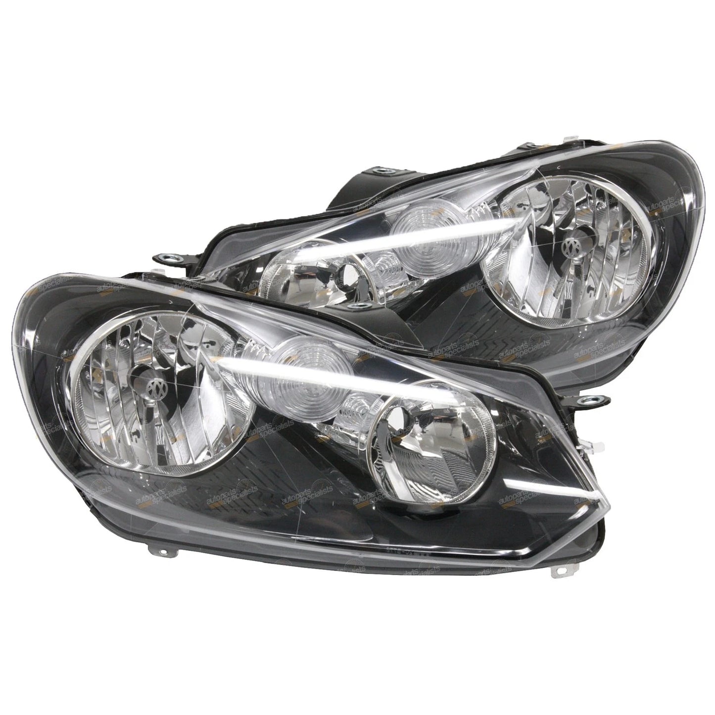 2X Black Headlights Pair for VW Golf Mk6 (2008–2012)
