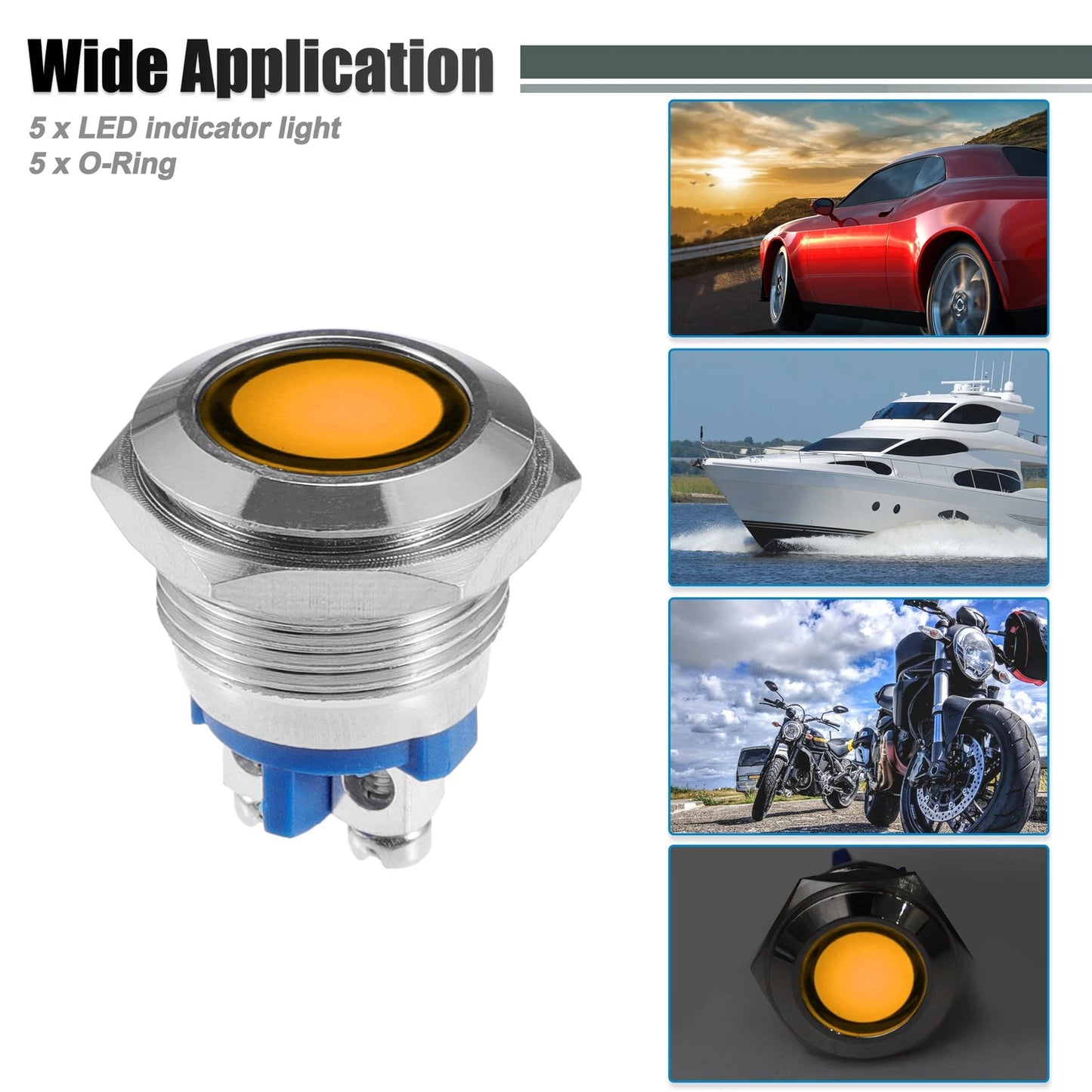 5pcs LED Indicator Light 16mm for Car Interior (230V)