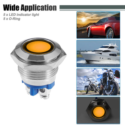 5pcs LED Indicator Light 16mm for Car Interior (230V)