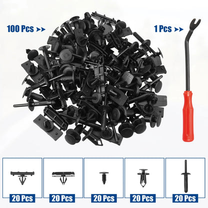 100 Pcs Retainer Fastener Clip Rivet Kit for Jeep Wrangler (2007–2018)