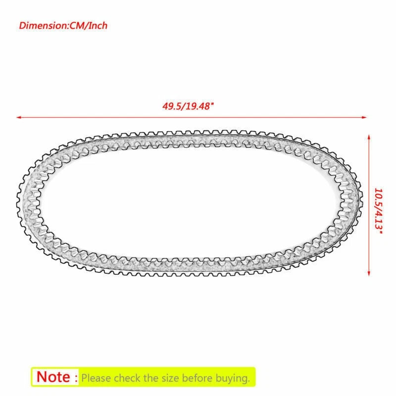 Drive Belt for Yamaha Snowmobile Bravo, Enticer, Exciter, Phazer (A)