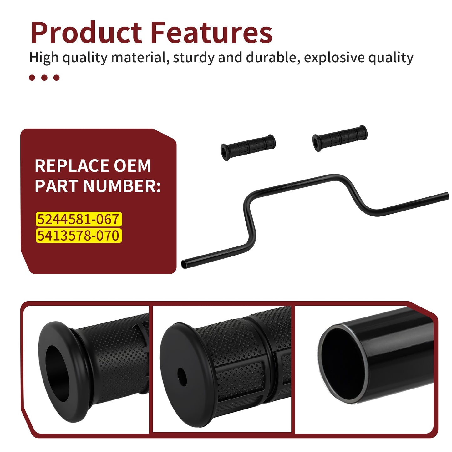 Handlebar with Grips for Polaris Sportsman 400 4x4 (2000–2007)