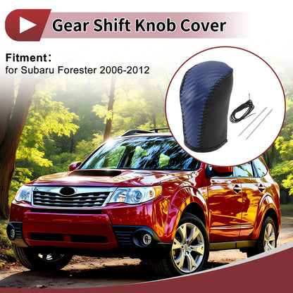 1Pc Gear Shift Knob Cover for Subaru Forester (2006–2012) Blue Faux Leather