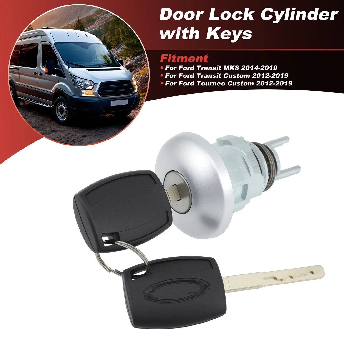 Front Door Lock Barrel Set w/Keys for Ford Transit MK8 (2014–2019) 1781417