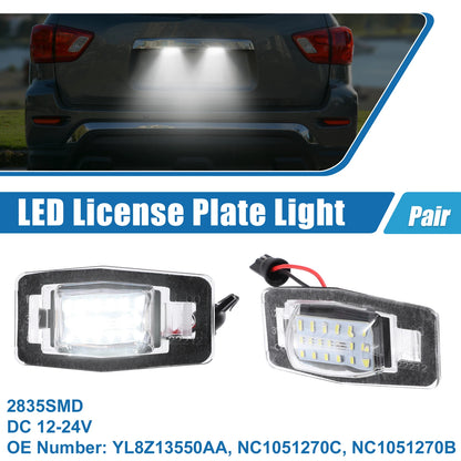 1 Pair White LED License Plate Light Assembly YL8Z13550AA for Mazda