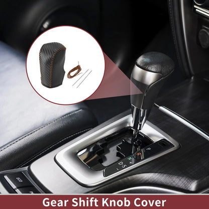 Gear Shift Knob Cover for Nissan Murano (2009–2013) Black Brown Faux Leather