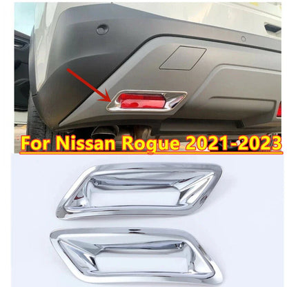 2 x Chrome Rear Fog Light Lamp Cover Decor Trim for Nissan Rogue (2021–2023)