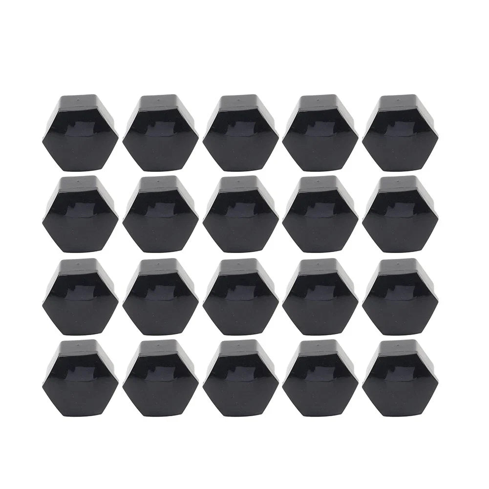 17mm Black Wheel Lug Nut Bolt Cover Caps (20 Pcs) for Car - Fits Various Models
