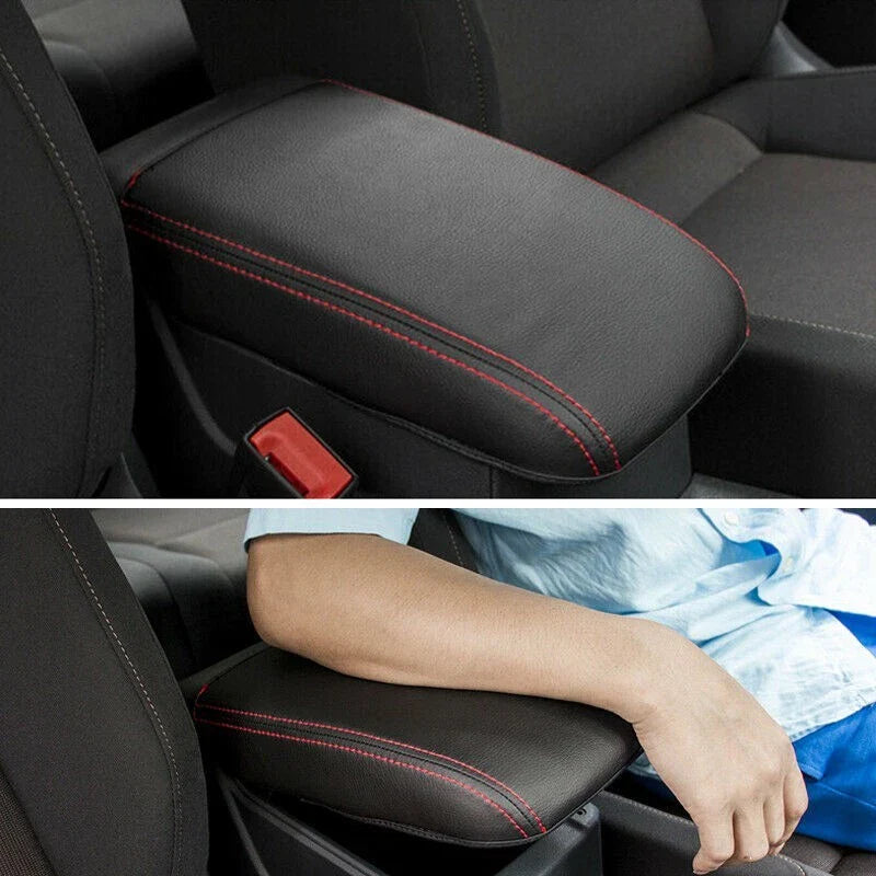 Armrest Box Cover Microfiber Leather Red Line Wear-Resistant