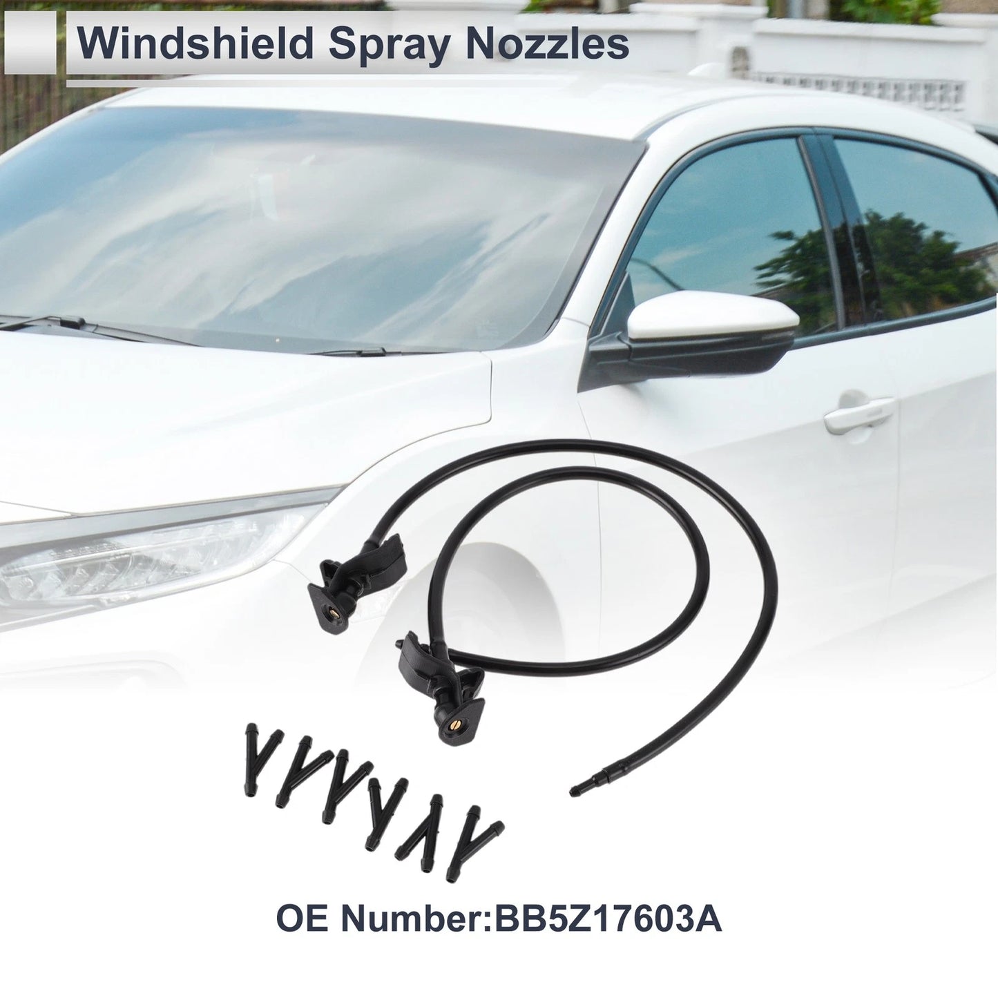 Set of 6 Windshield Washer Nozzles w/ Hose Connector for Ford  No.BB5Z17603A