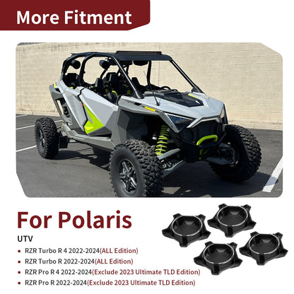 Set of 4 Matte Flash Black 5 Lug Rim Caps for Polaris RZR Turbo Pro R (2022–2024)