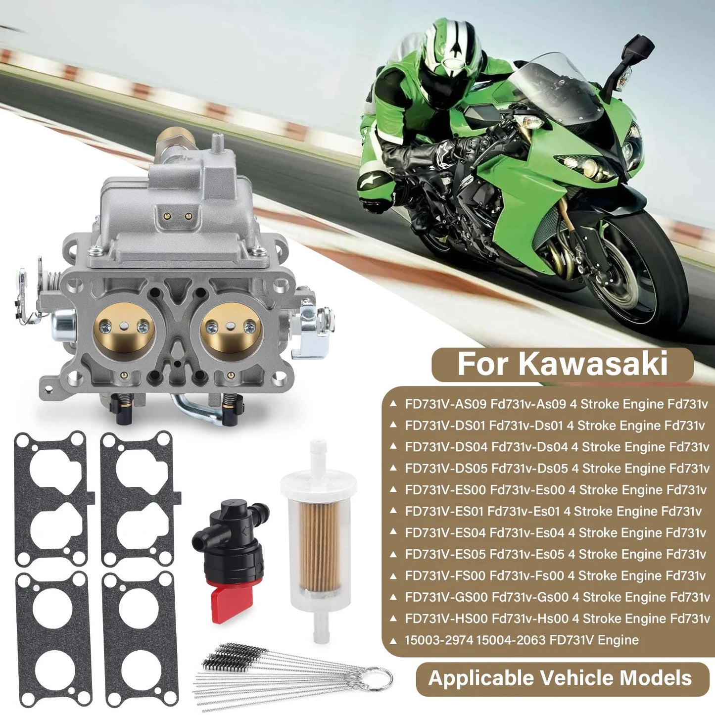 Engine Carburetor for Kawasaki FD731V w/Gaskets