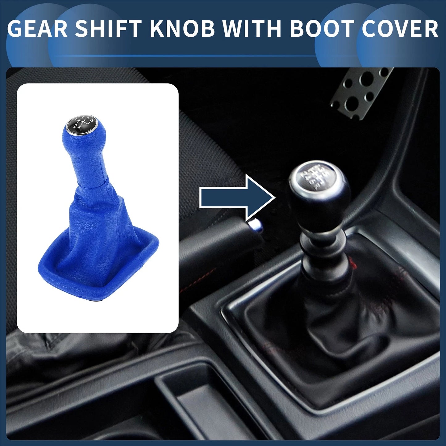 5 Speed Manual Gear Shifter Knob with Cover for VW Bora (1999–2005) Blue