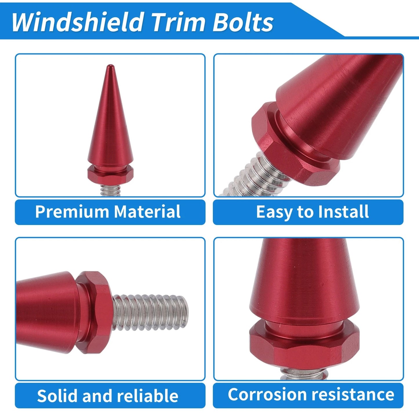 Windshield Bolts for Harley Davidson Street Glide (1996–2013) Aluminum Red
