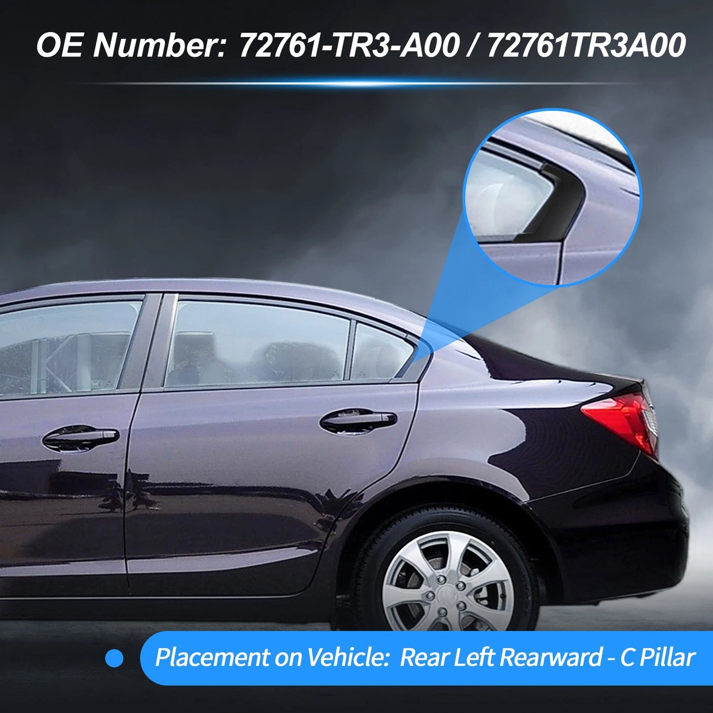 Rear Left C Pillar Window Cover Trim for Honda Civic (2012–2015) No.72761-TR3-A00
