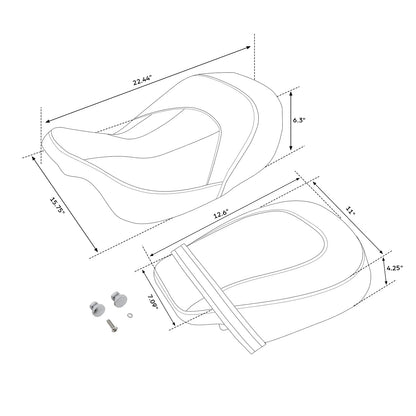 Driver Passenger Gel Seat for Harley Touring CVO Street Road Glide (2009-2023)