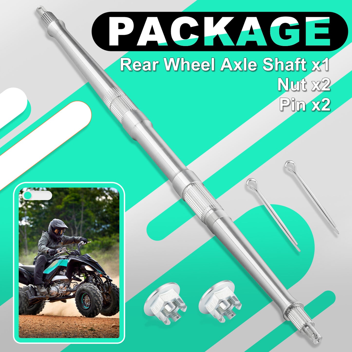 Rear Wheel Axle Shaft & Nuts for Yamaha Raptor 700 (2006–2025)
