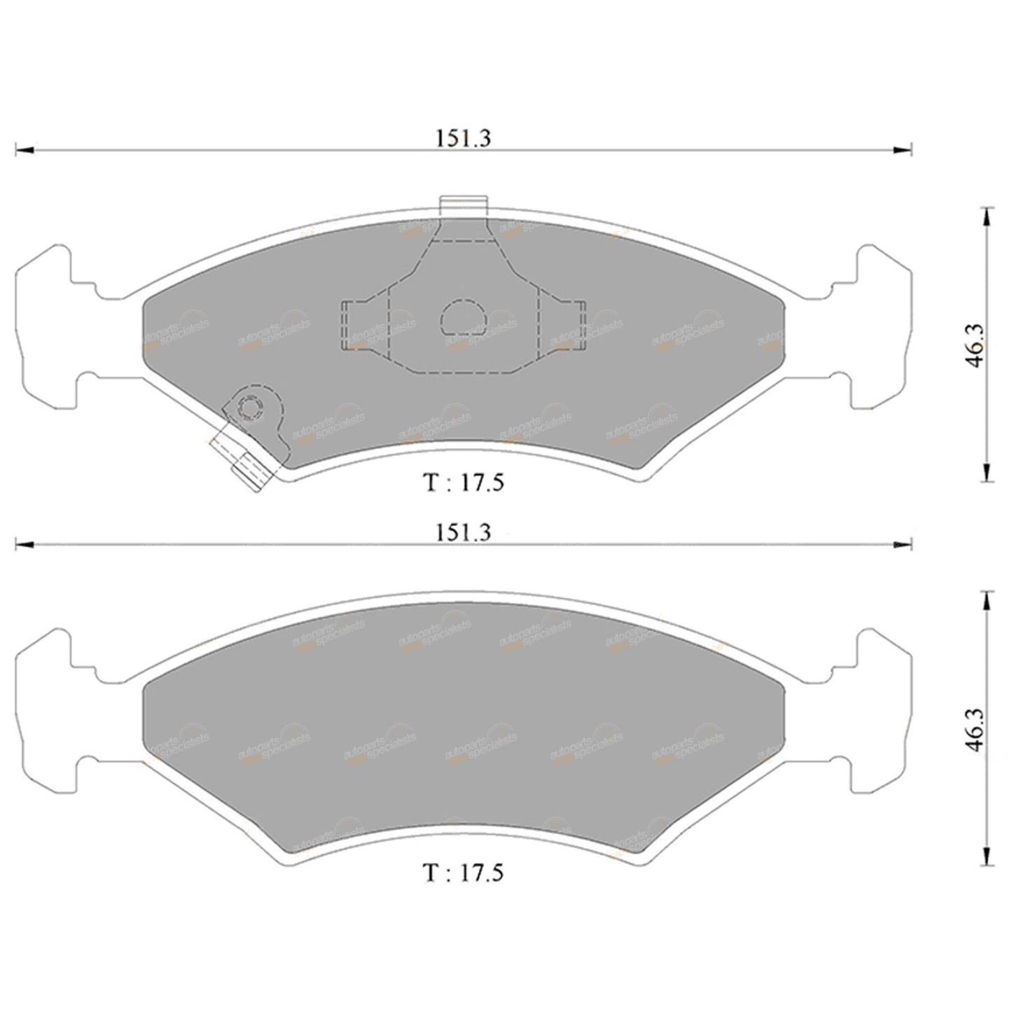 Set of Front Disc Brake Pads for Kia Shuma 1.8L (2000–2001)