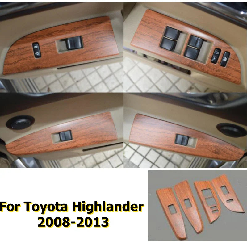 Wood Grain Window Lift Switch Cover for Toyota Highlander (2008–2013)