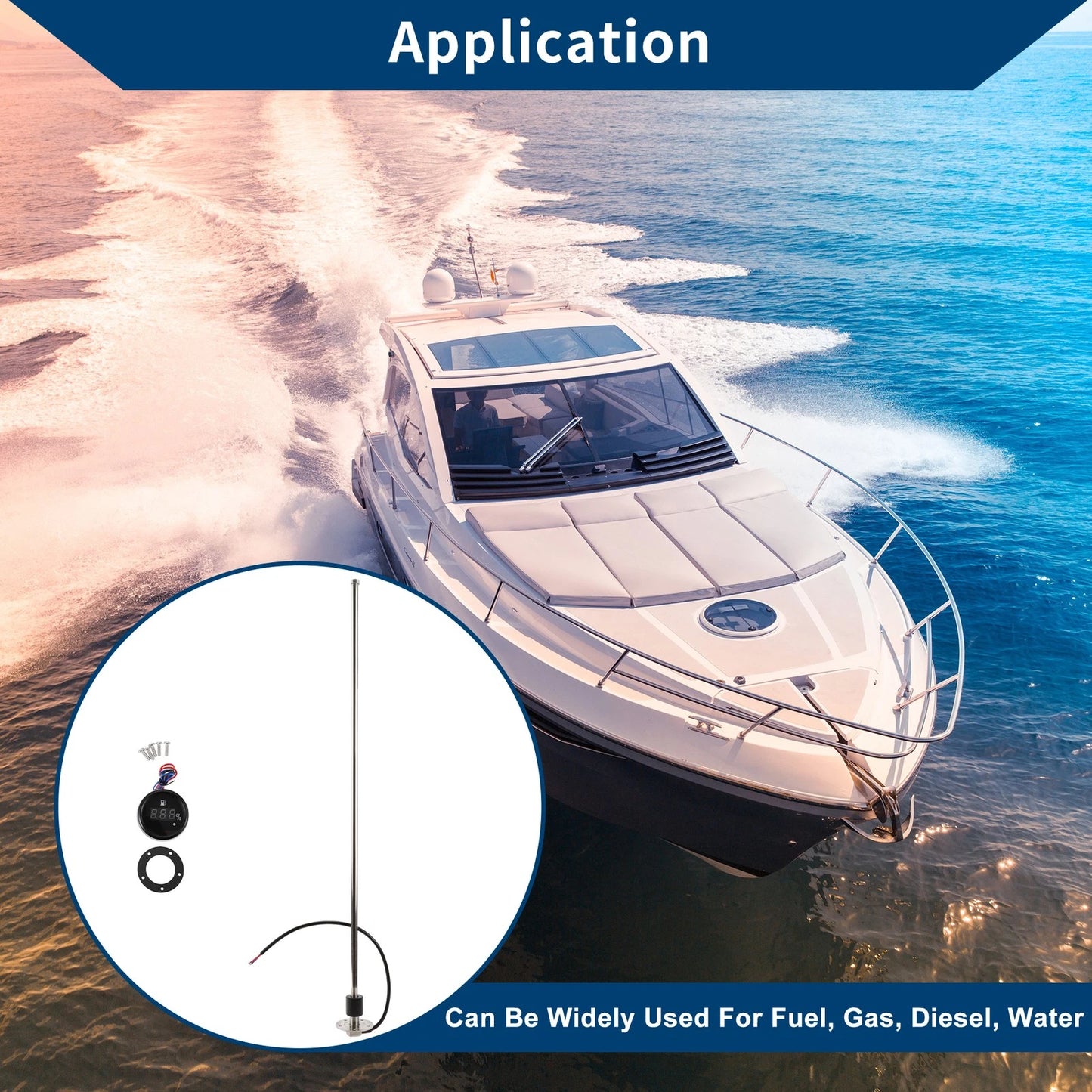 Fuel Sending Unit and Gauge Kit 0-190 Ohm 813mm for Boat Car