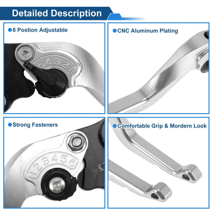 Short Brake Clutch Levers for KTM 790 Adventure R (2019–2024) - Silver Tone