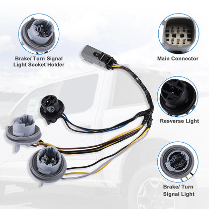 Tail Light Socket and Wire Harness for Ford F150 (2018) No.JL3Z-13412-A Black