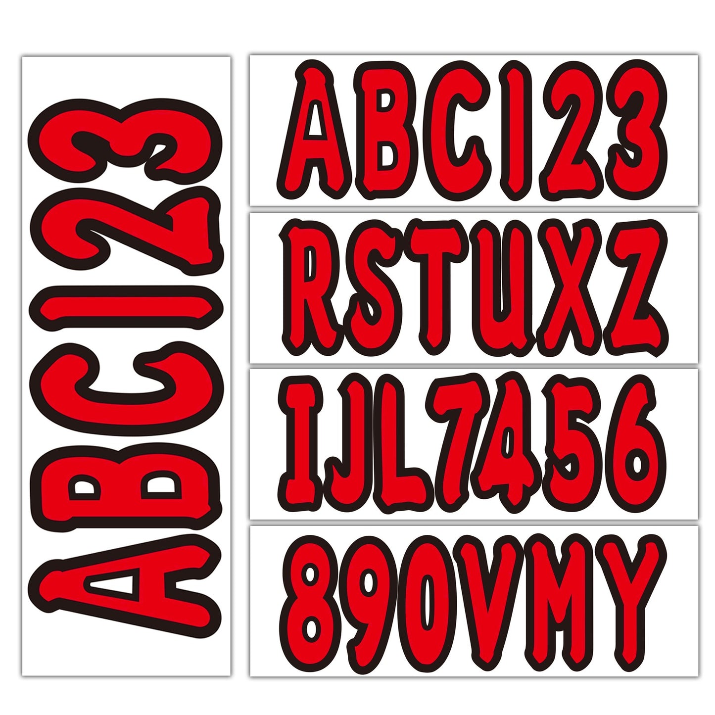 Set of 4 Red Marine Boat Decals A-Z & 0-9 Numbers (Compatible with Various Models)