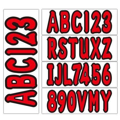 Set of 4 Red Marine Boat Decals A-Z & 0-9 Numbers (Compatible with Various Models)