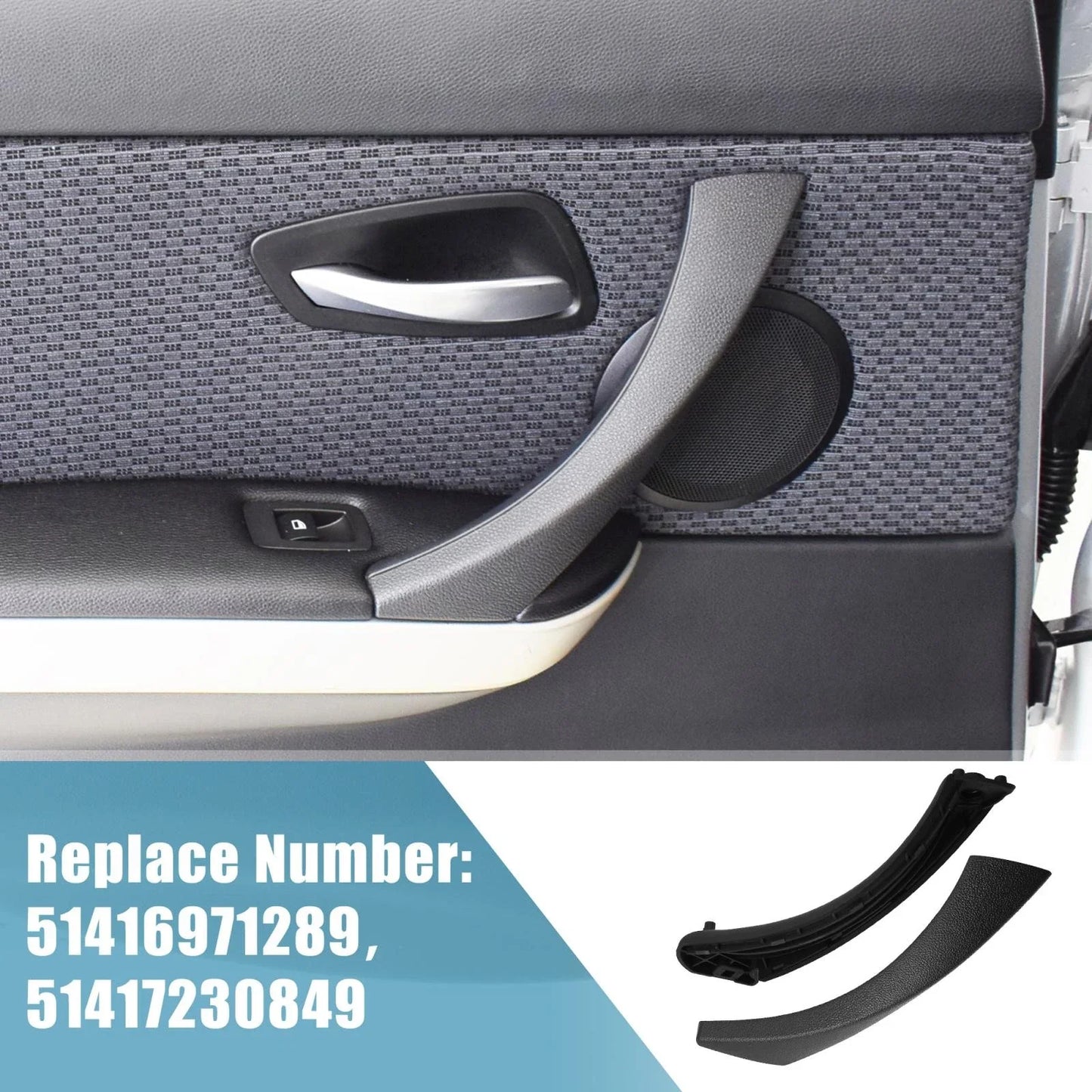 Rear Left Inner Door Panel Handle Outer Cover Black for BMW E90 (2005-2013)