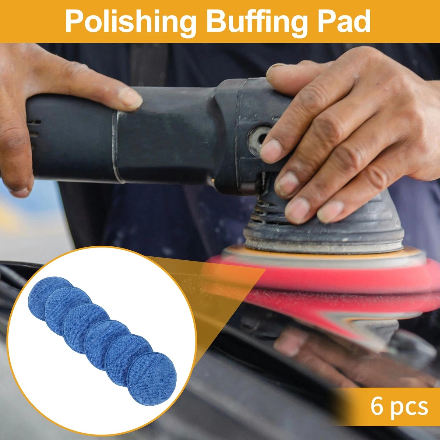 6X Polishing Buffing Pads for Auto (12.5cm, Sapphire Blue)