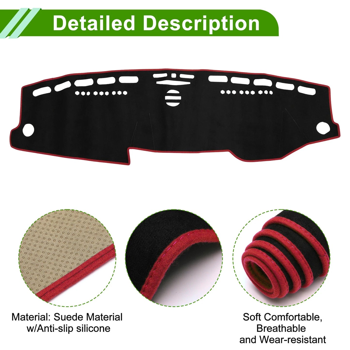 Dashboard Cover Mat for Mercedes E-Class (2010) Sun Protector Black Red